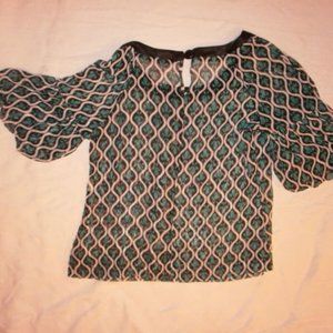 Candies Women's Top Green White Black Size Medium